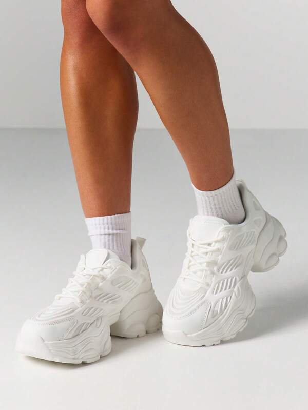 missguided MISSGUIDED Platform Wedge Sneakers With Lace Up