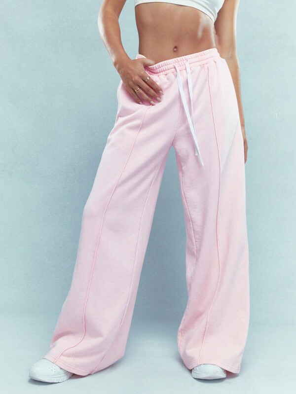 Missguided MISSGUIDED Pleat Stitch WIde Leg Sweatpants With Drawstrings Winter Wear