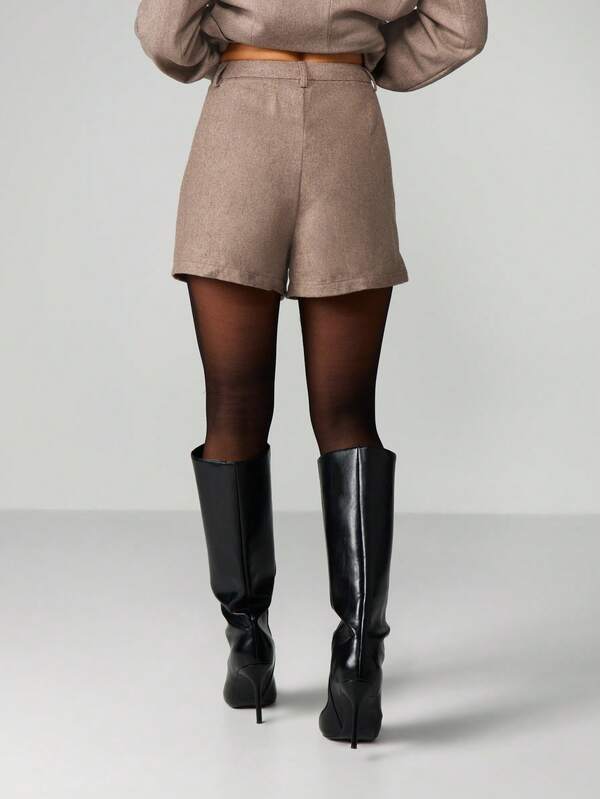 Missguided MISSGUIDED Pleated Front Wool Blend Shorts