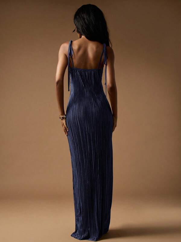 Missguided MISSGUIDED Plisse Maxi Dress With Strappy Shoulders And Cutout Detail