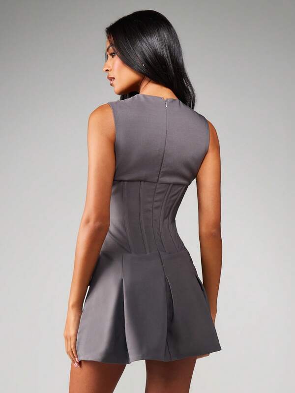 Missguided MISSGUIDED Plunge Neck Corset Mini Dress