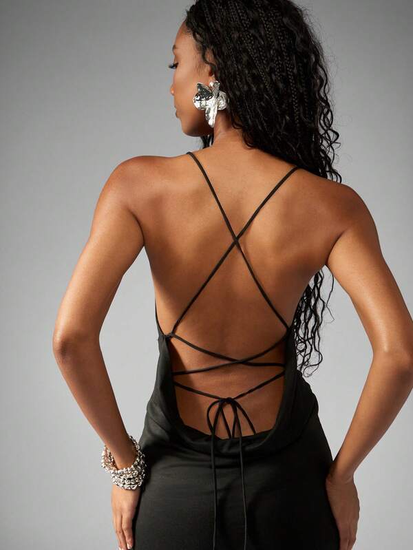 Missguided MISSGUIDED Plunging Neckline Rhinestone Embellished Bodycon Mini Dress