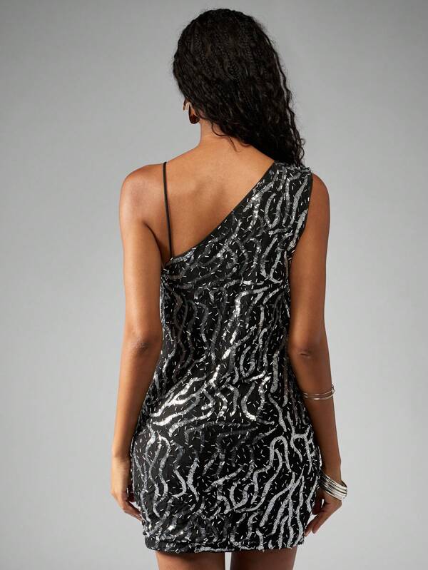 Missguided MISSGUIDED Plunging Neckline Sequin Bodycon Fitted Mini Dress