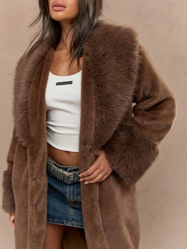 Missguided MISSGUIDED Plush Oversized Faux Fur Coat