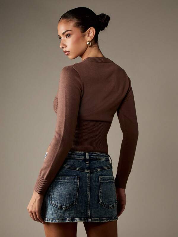 Missguided MISSGUIDED Pointelle Knit Cardigan With Tie Waist And Buttons