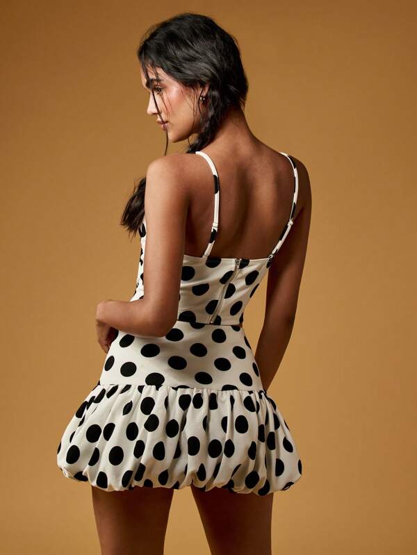 Missguided MISSGUIDED Polka Dot Boned Corset Bustier Crop Top With Classic Princess Line
