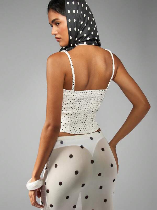 Missguided MISSGUIDED Polka Dot Bustier Top With Ruched Front