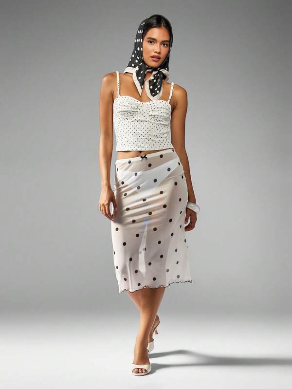 Missguided MISSGUIDED Polka Dot Bustier Top With Ruched Front