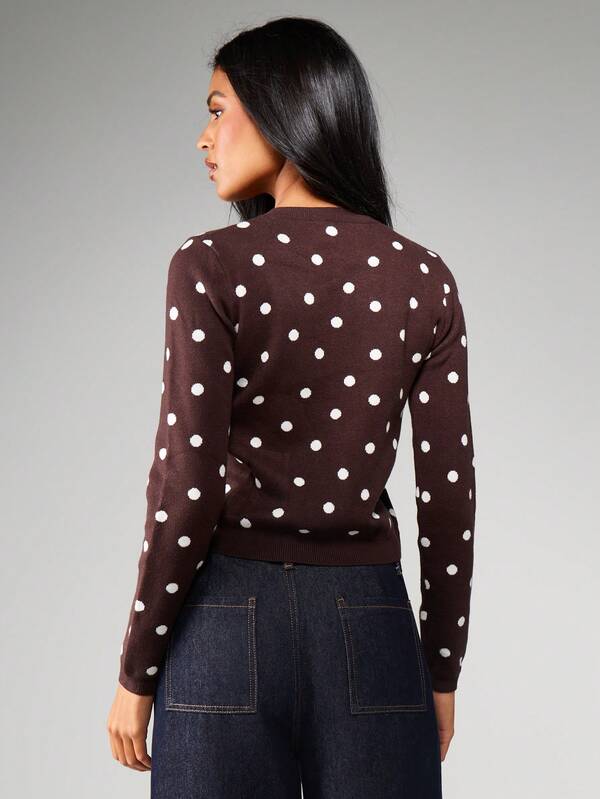 Missguided MISSGUIDED Polka Dot Button Front Cardigan