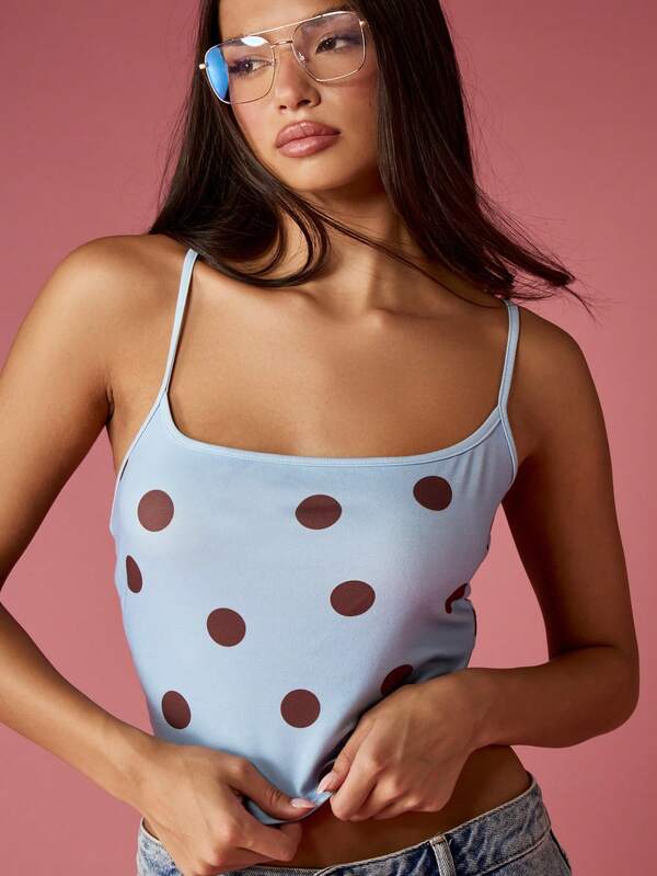 missguided MISSGUIDED Polka Dot Cami Top With Cross Back Design