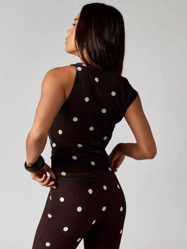 Missguided MISSGUIDED Polka Dot Cowl Neck Sleeveless Top