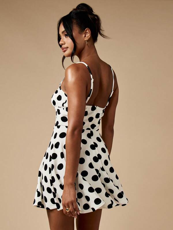 Missguided MISSGUIDED Polka Dot Mini Dress With Ruched Bust And Spaghetti Straps