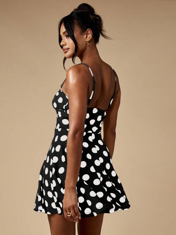 Missguided MISSGUIDED Polka Dot Mini Dress With Ruched Bust And Flutter Hem