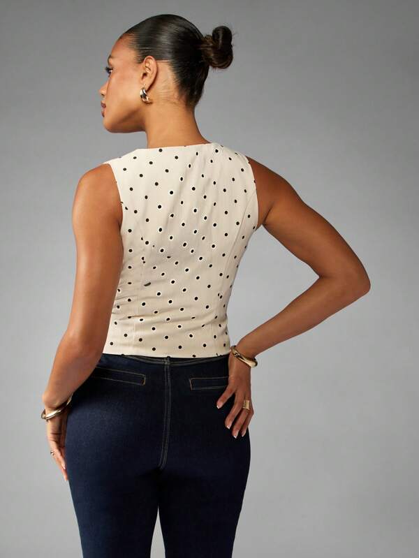 Missguided MISSGUIDED Polka Dot Waistcoat With Oversized Collar And Buttons