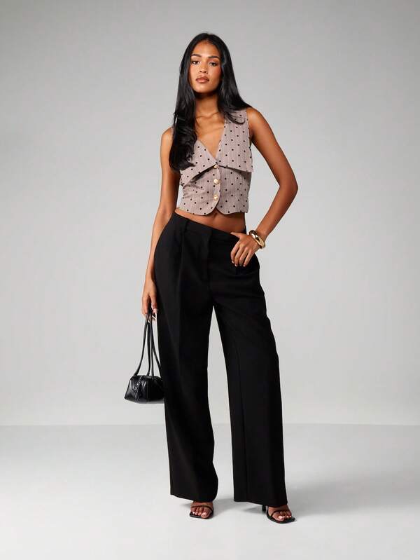 Missguided MISSGUIDED Polka Dot Waistcoat With Oversized Collar And Button Front