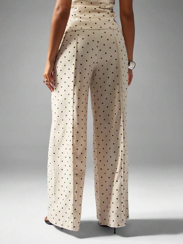 Missguided MISSGUIDED Polka Dot Wide Leg Palazzo Pants With Side Pockets