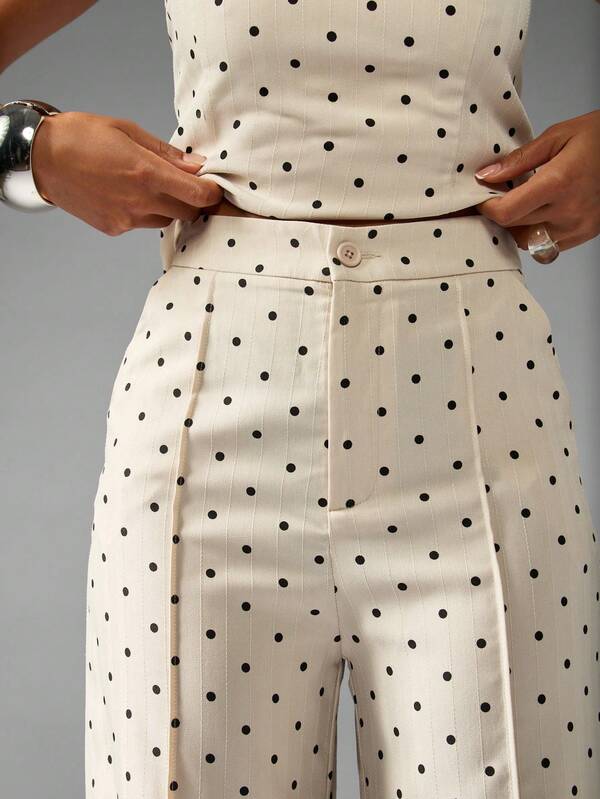 Missguided MISSGUIDED Polka Dot Wide Leg Palazzo Pants With Side Pockets