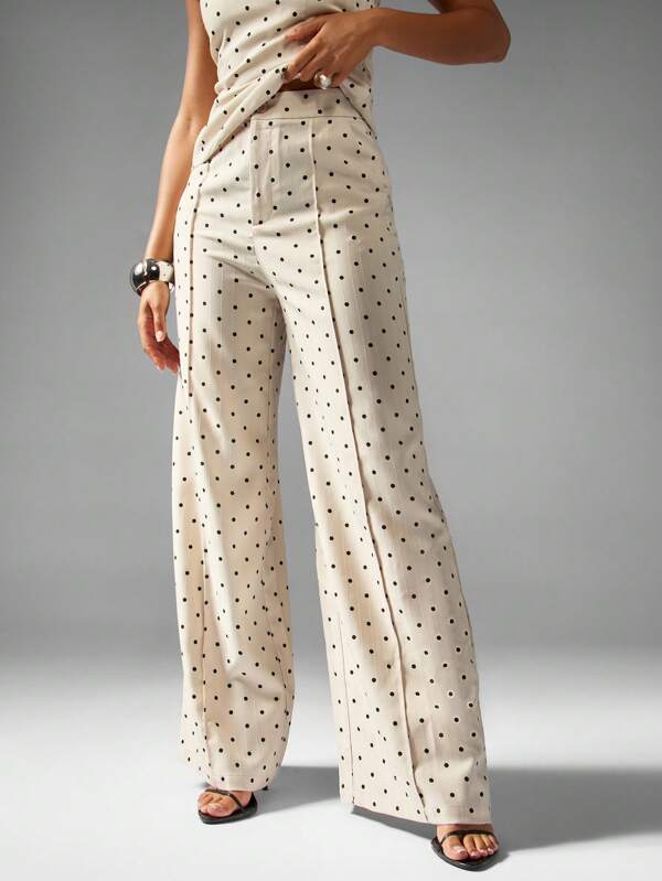 missguided MISSGUIDED Polka Dot Wide Leg Palazzo Pants With Side Pockets