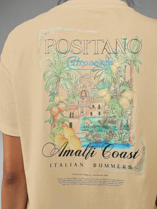 Missguided MISSGUIDED Positano Amalfi Coast Graphic Oversized Women's T-Shirt