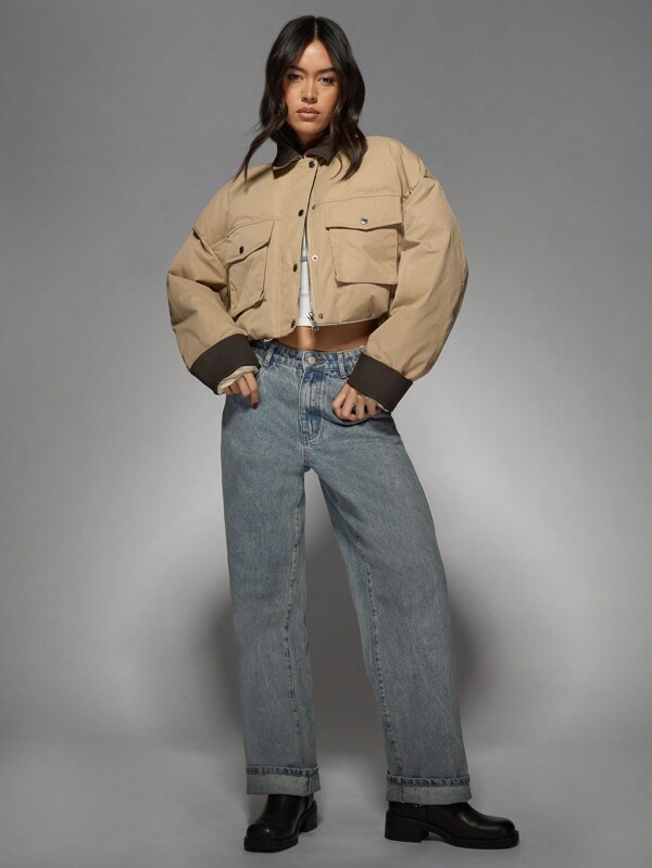 Missguided MISSGUIDED Premium Utility Cropped Winter Jacket