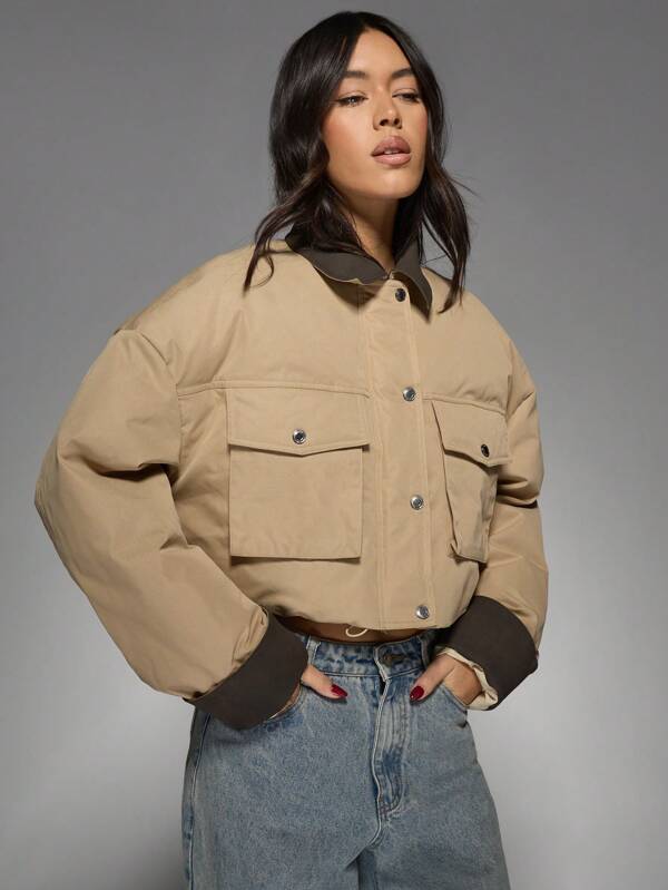 missguided MISSGUIDED Premium Utility Cropped Winter Jacket