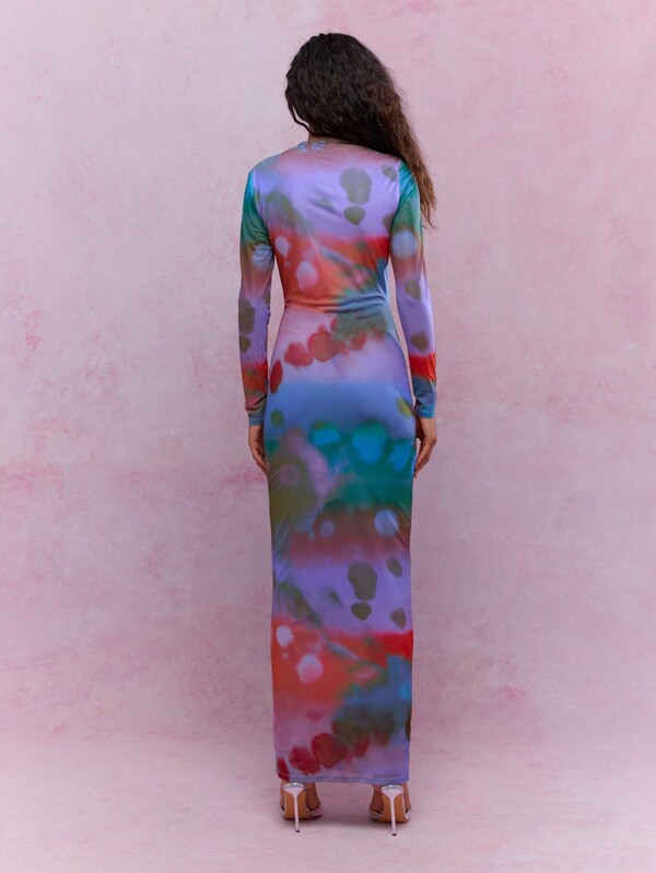 Missguided MISSGUIDED Printed Jersey Cut Out Neckline Maxi Dress