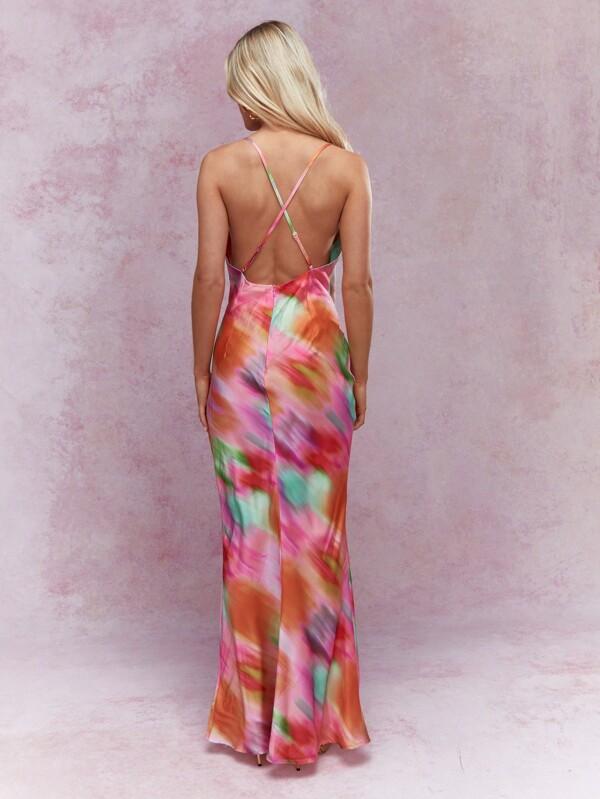 Missguided MISSGUIDED Printed Twist Front Cut-Out Cami Maxi Dress Cute Sundress