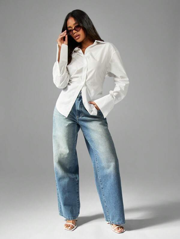 missguided MISSGUIDED Professional Button-Down Collared Workwear Blouses