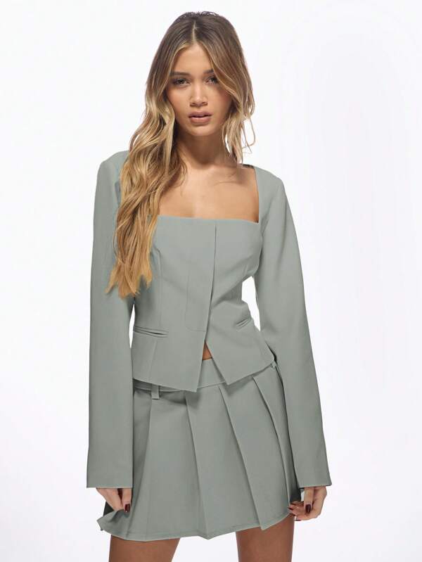 missguided MISSGUIDED Professional Tailored Square Neck Blazer Top