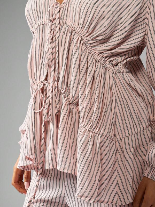 Missguided MISSGUIDED Puff Sleeve Ruched Waist Wide Leg Two Piece Outfit