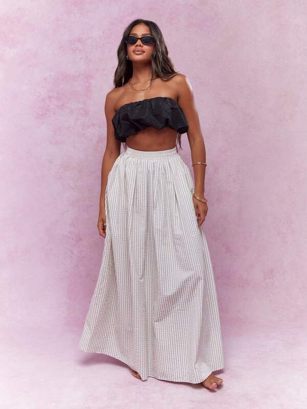 Missguided MISSGUIDED Puffball Ruched Strapless Tube Top