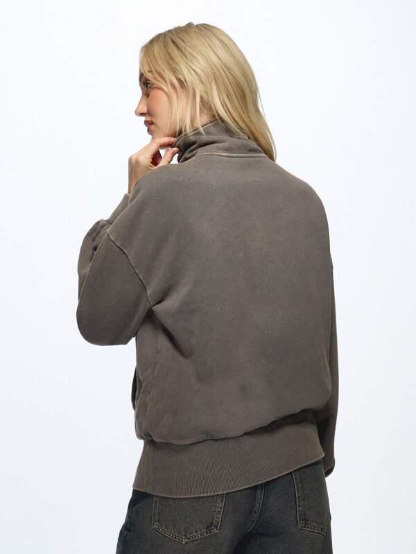 Missguided MISSGUIDED Quarter Zip Pullover Sweatshirt With Centre Pocket