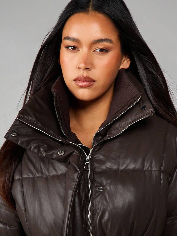 Missguided MISSGUIDED Quilted Puffer Coat With Ribbed Waistband