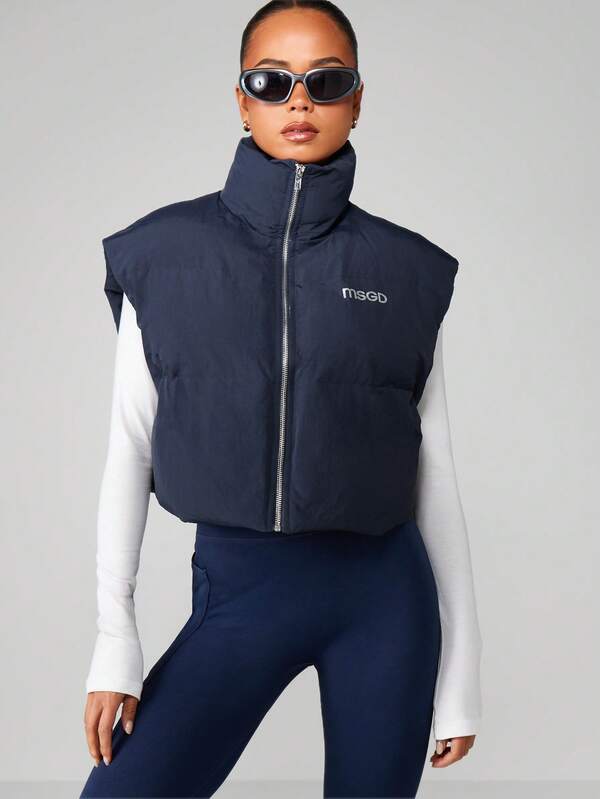 missguided MISSGUIDED Quilted Puffer Vest With Stand Collar
