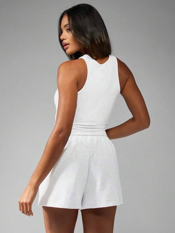 Missguided MISSGUIDED Racer Neck Vest And Wide Leg Shorts Two Piece Co Ord Set