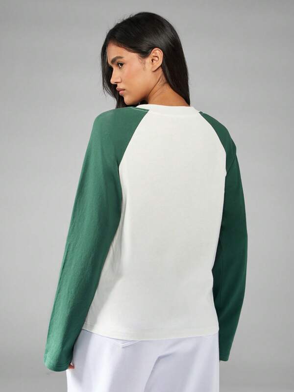 Missguided MISSGUIDED Raglan Baseball Jersey With Varsity Number Print