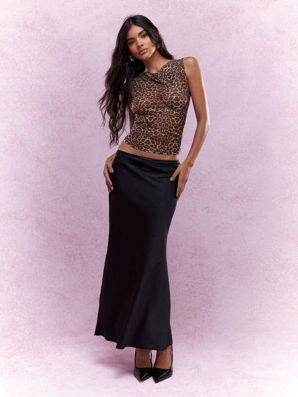 Missguided MISSGUIDED Rave Leopard Print See-Through Sleeveless Top