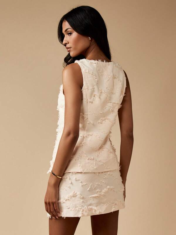 Missguided MISSGUIDED Raw Edge Fabric Sleeveless Top And Mini Skirt Set