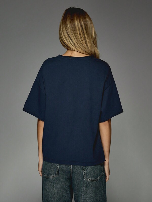 Missguided MISSGUIDED Raw Edge Oversized Drop SHoulder T-Shirt