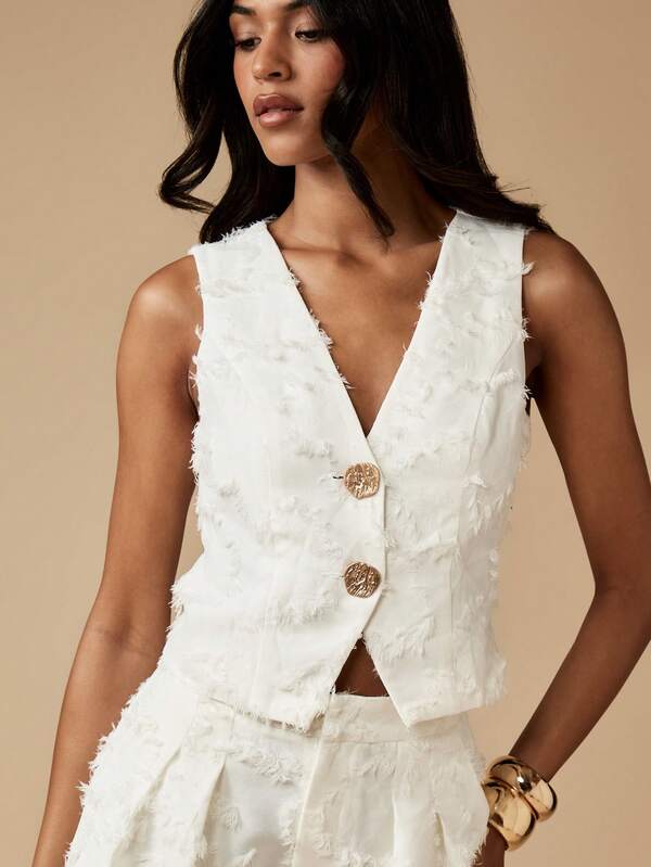 Missguided MISSGUIDED Raw Edge Woven Vest And Bermuda Shorts Co Ord