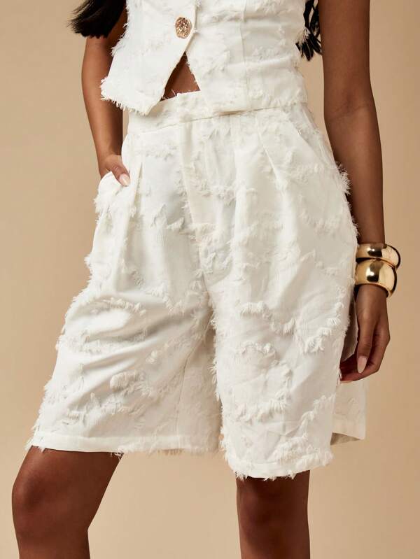 missguided MISSGUIDED Raw Edge Woven Vest And Bermuda Shorts Co Ord
