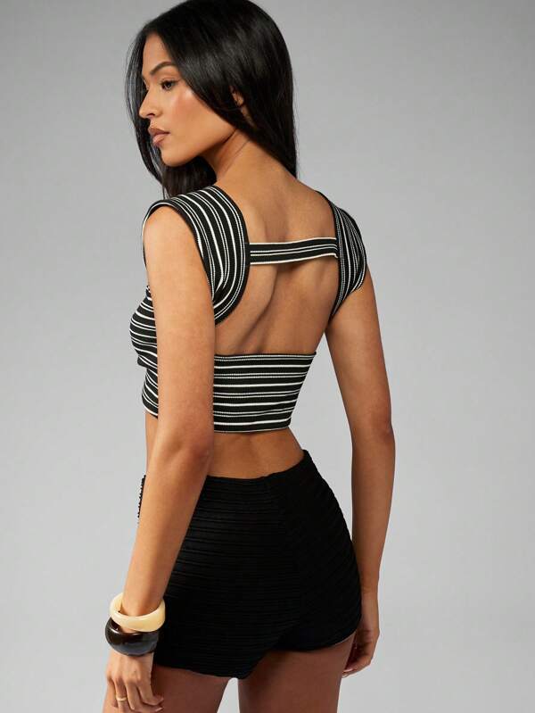 Missguided MISSGUIDED Retro Y2K Striped Twist Front Bralette