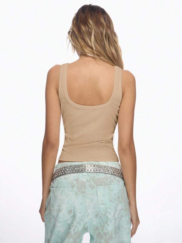 Missguided MISSGUIDED Rhinestone Embellished Sleeveless Crop Tank Top