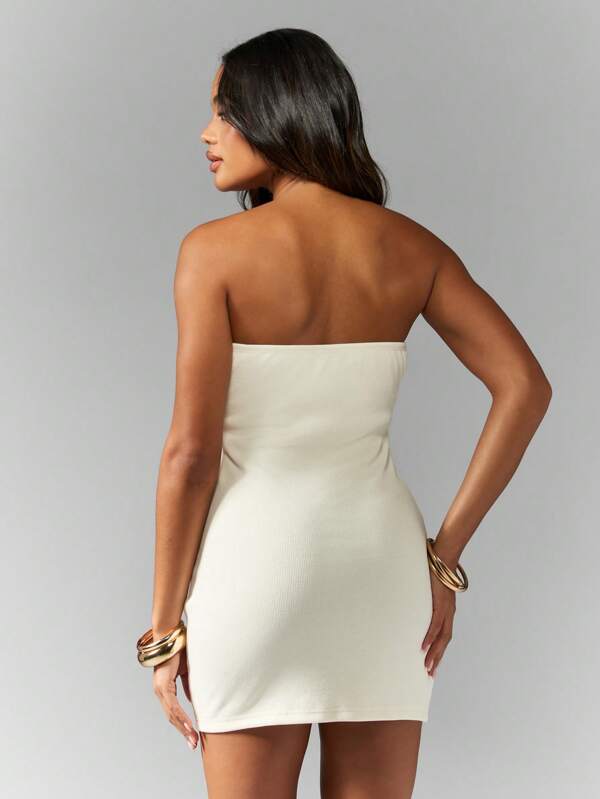 Missguided MISSGUIDED Rib Jersey Bandeau Mini Dress Cute Sundress