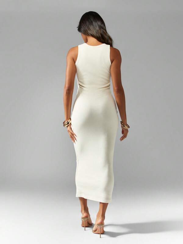 Missguided MISSGUIDED Rib Jersey Tank Midaxi Dress With Binding Cute Sundress