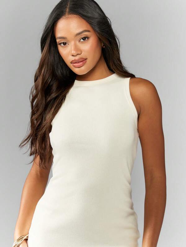 Missguided MISSGUIDED Rib Jersey Tank Midaxi Dress With Binding Cute Sundress