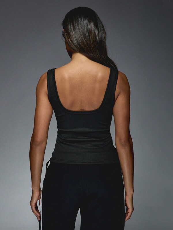 Missguided MISSGUIDED Ribbed Athletic Tank Top With Square Neckline