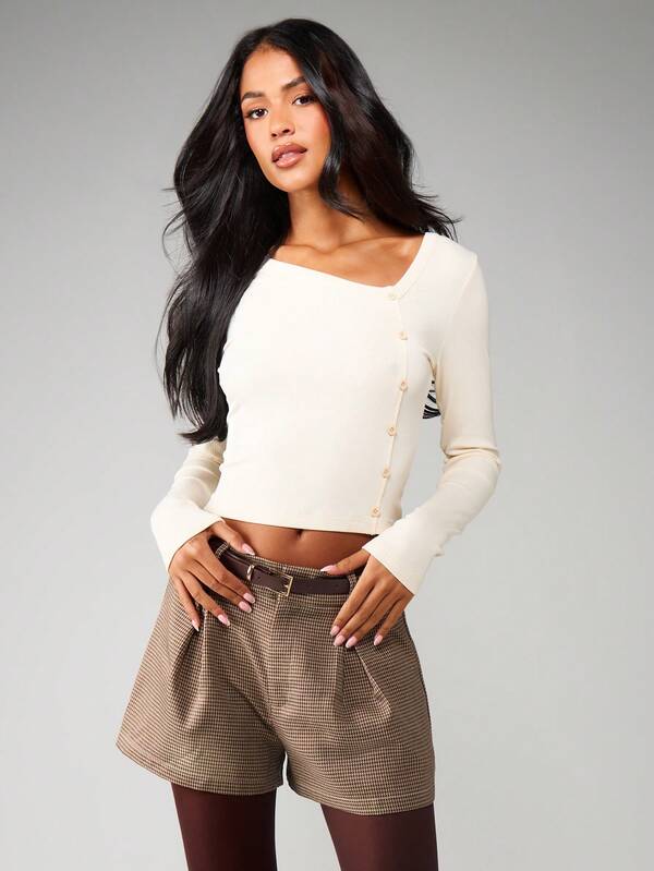 Missguided MISSGUIDED Ribbed Button Front Cardigan Top