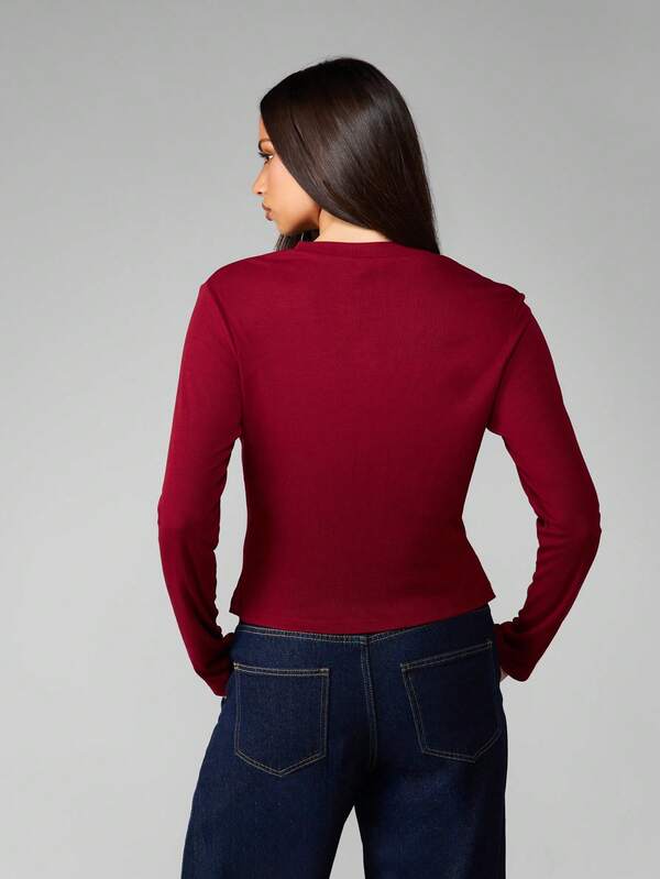 Missguided MISSGUIDED Ribbed Button Front Fitted Crop Cardigan