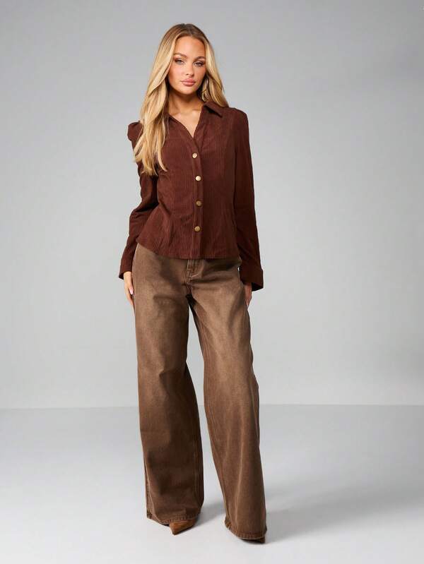 Missguided MISSGUIDED Ribbed Button Up Cardigan With Gold Buttons